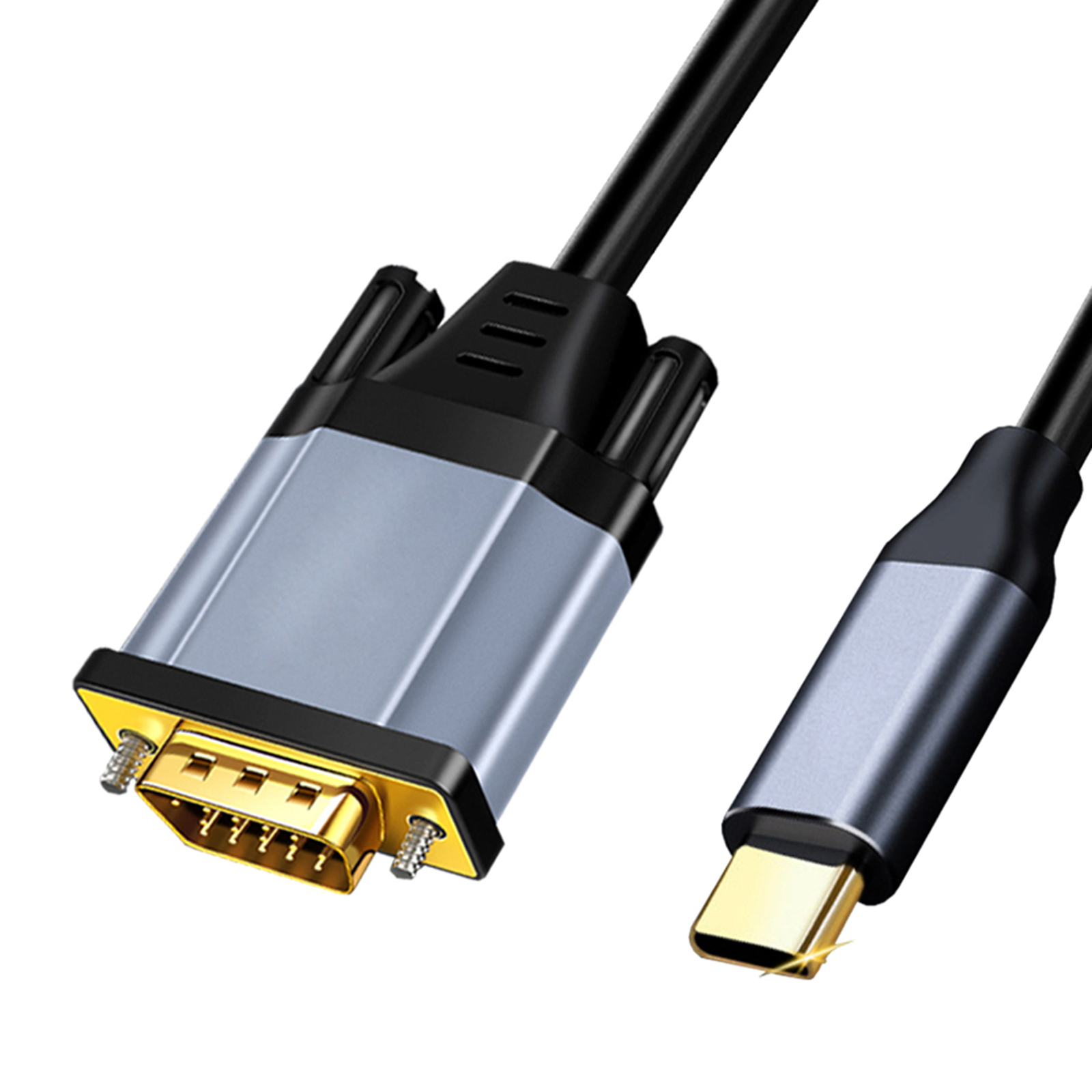 Type-c To Vga Conversion Cable Usb3.1 Usb C To Vga Adapter Line Dark Grey