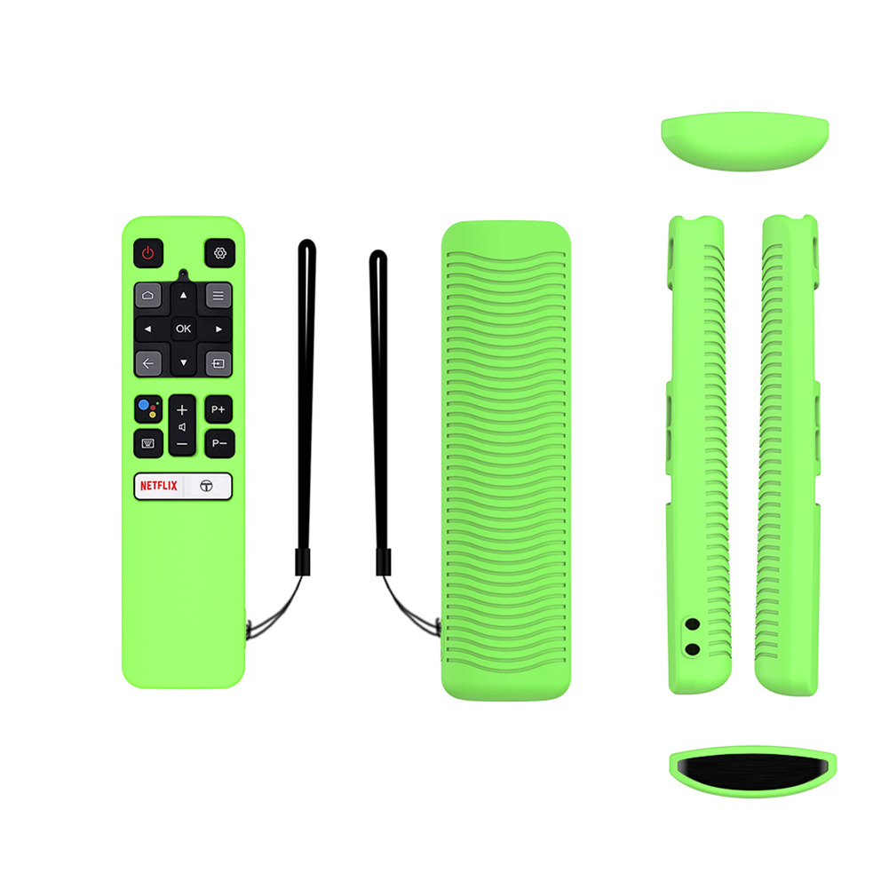 Silicone Tv Remote Control Cover Dustproof Shockproof Protective Case Sleeve Compatible For Tcl Rc802v Fnr1 Fmr1 Luminous green