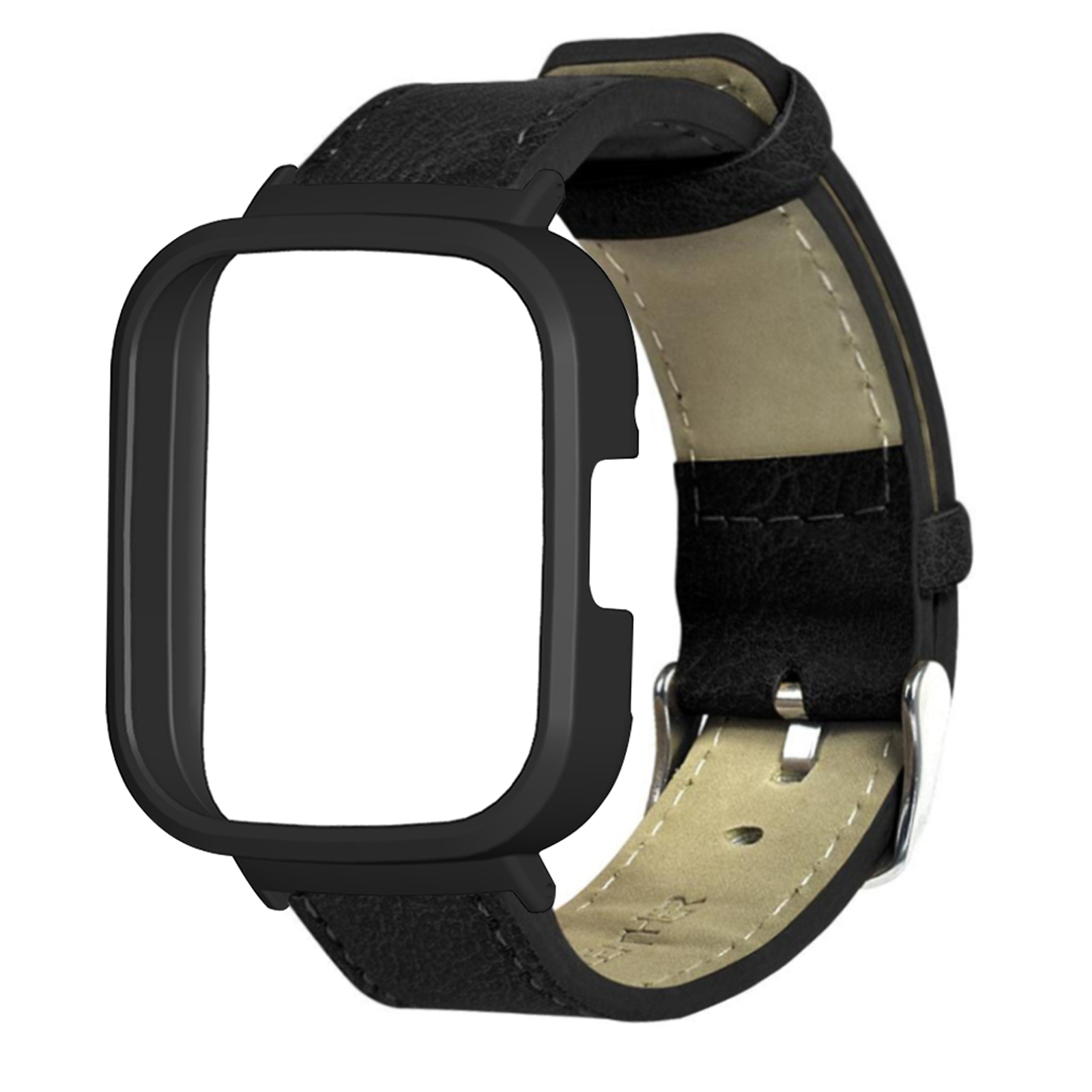 Smart Watch Protective Case Watch Band Upgraded Stainless Steel Buckle Wristband Compatible For Red-mi Watch 3 black