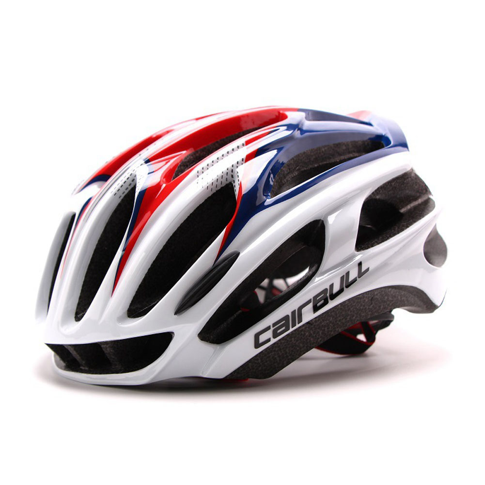 Ultralight Racing Cycling Helmet with Sunglasses Intergrally molded MTB Bicycle Helmet Mountain Road Bike Helmet Red and blue_L (57-63CM)