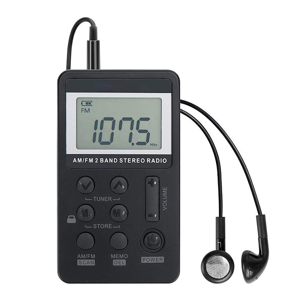 HRD-103 Radio Operated By USB Cable Rechargeable Excellent Reception Pocket Radio For Senior Running Walking Home black