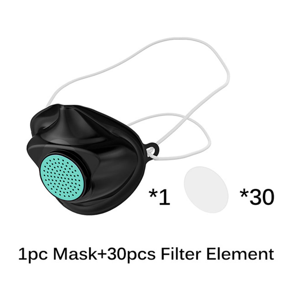 Silicone Masks 30pcs Filter Paper Face Mouth Mask Anti-dust Mask Filter Replacement Health Care black