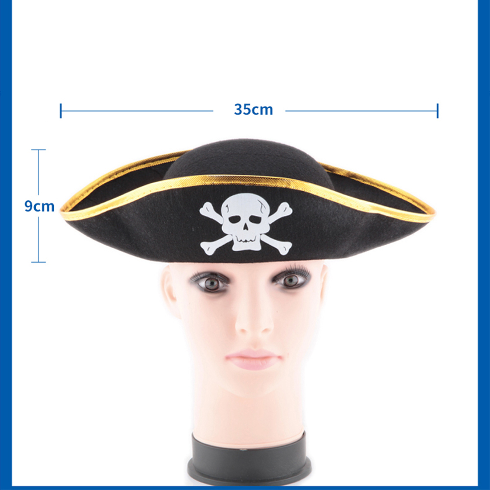 Skull Print Pirate Hat Caribbean Pirate Captain Hat for Kids