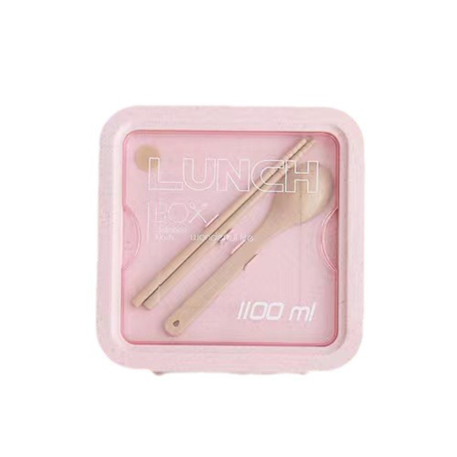 Bento Box For Office Leak Proof Sealed Lunch Dinner Containers Reusable Lunch Box With Compartments Microwave Safe (Chopsticks And Spoon Included) pink Square 1100ml