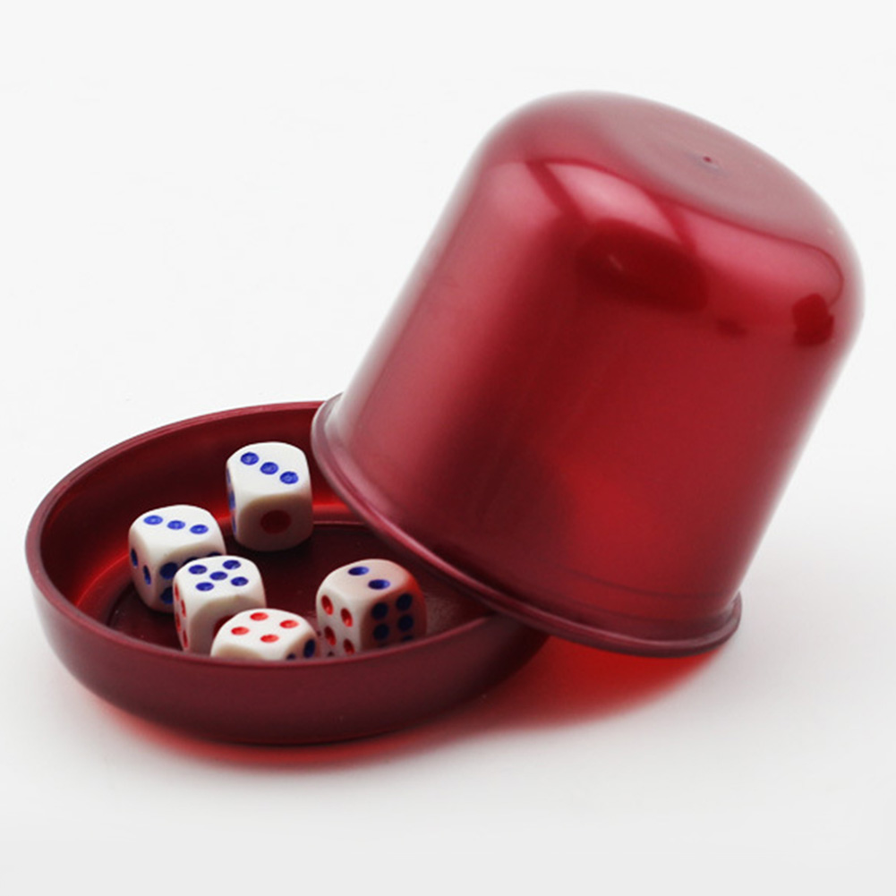 Wholesale 5 Pieces Dices With 1 Pieces Dice Cup Board Game Gambling Dices Dice Cup Set brown