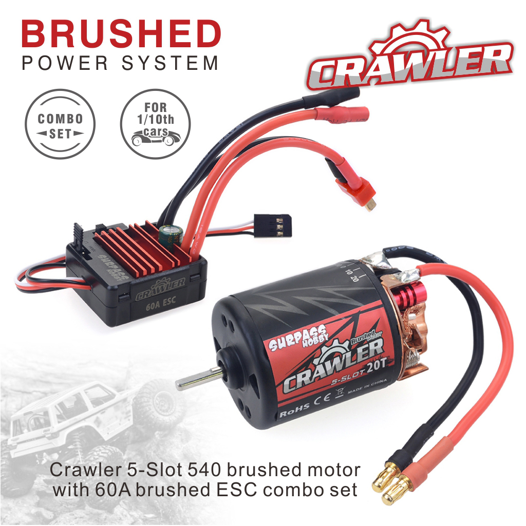 540 Brushed Motor 11T/13T/16T/20T 60A RC ESC Combo Set for Remote Control Redcat Volcano EPX Blackout XTE Traxxas TRX-4 20T KSY0060