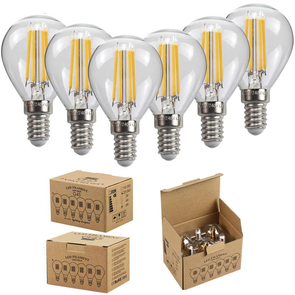 6pcs G45 LED Globe Light Bulbs, Edison Light Bulbs 4W E14 Base Vanity Light Bulb