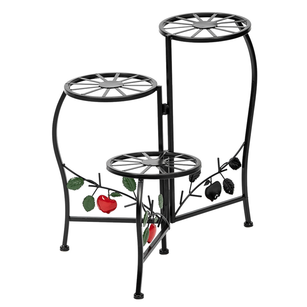 US Metal Plant  Stand Shelf 3-base Flower Pot Holder Organizing Racks For Household black