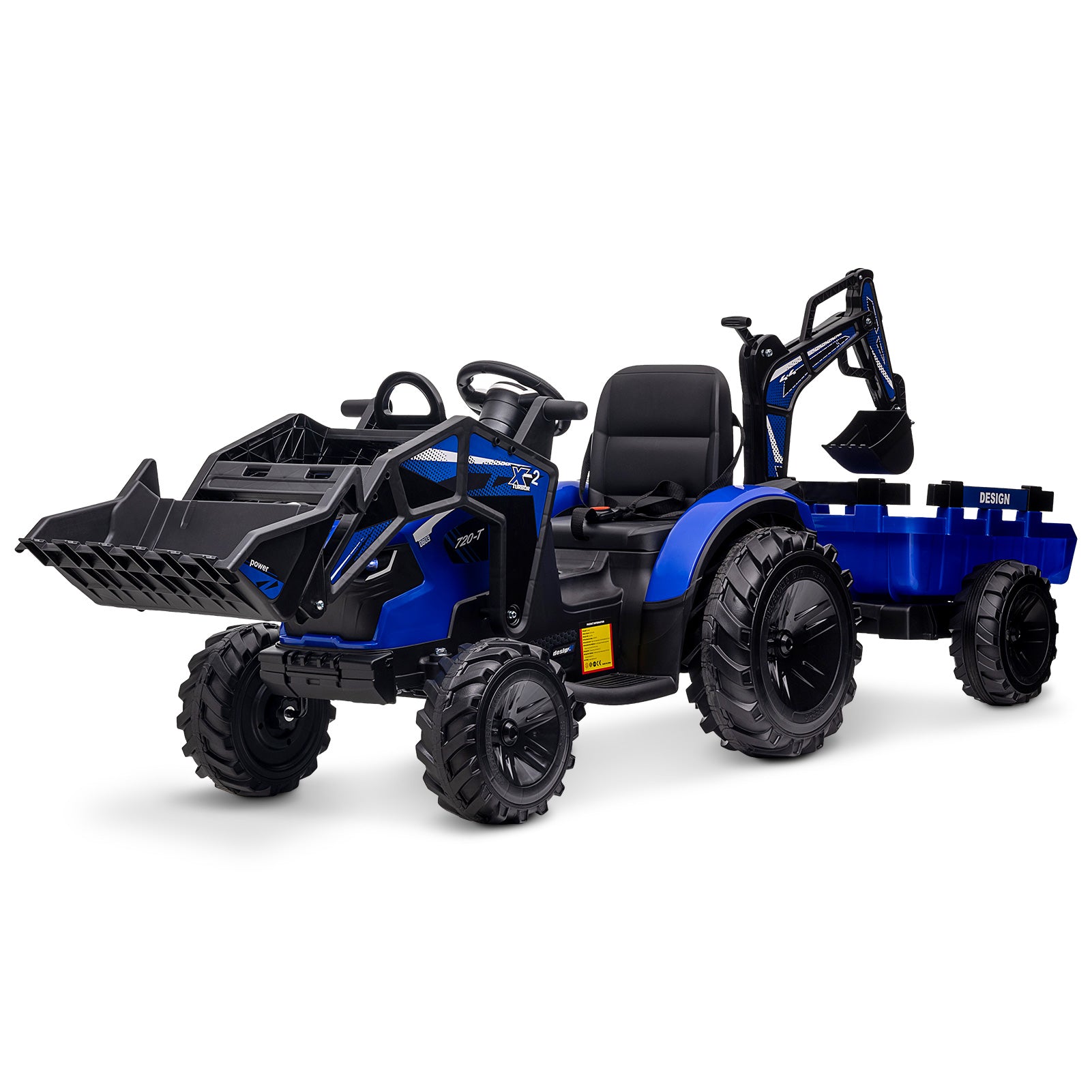 US GARVEE Kids Ride on Tractor with Trailer 24V 3-in-1 Battery Powered Electric Ride on Tractor