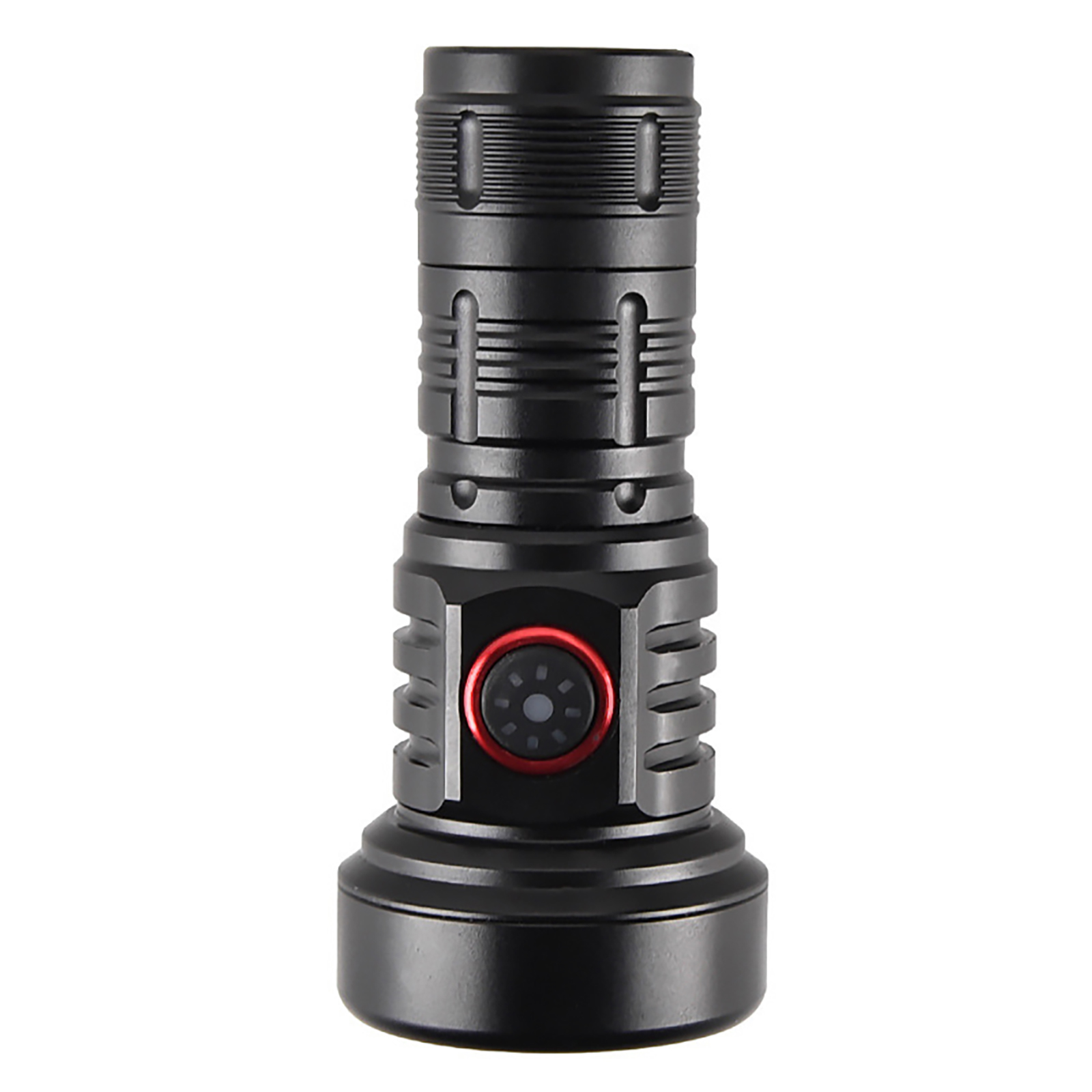 LED Outdoor Flashlight Lightweight Torch Type-C Rechargeable Aluminum Alloy Lamp Waterproof Lantern White Red Light High Lumens Flashlight For Home Outdoor Camping Fishing black