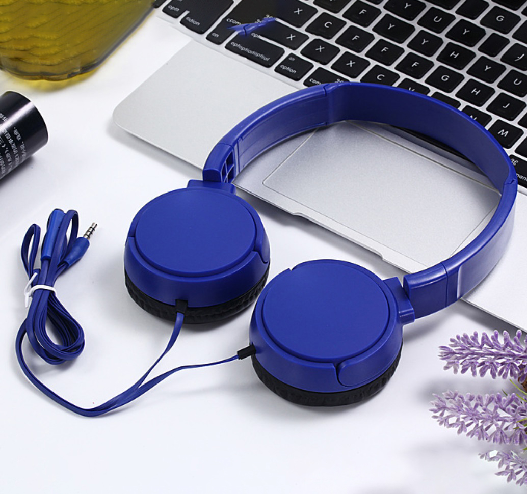 J08 Wired Earphone Universal Gaming Headset with Microphone for Computer blue