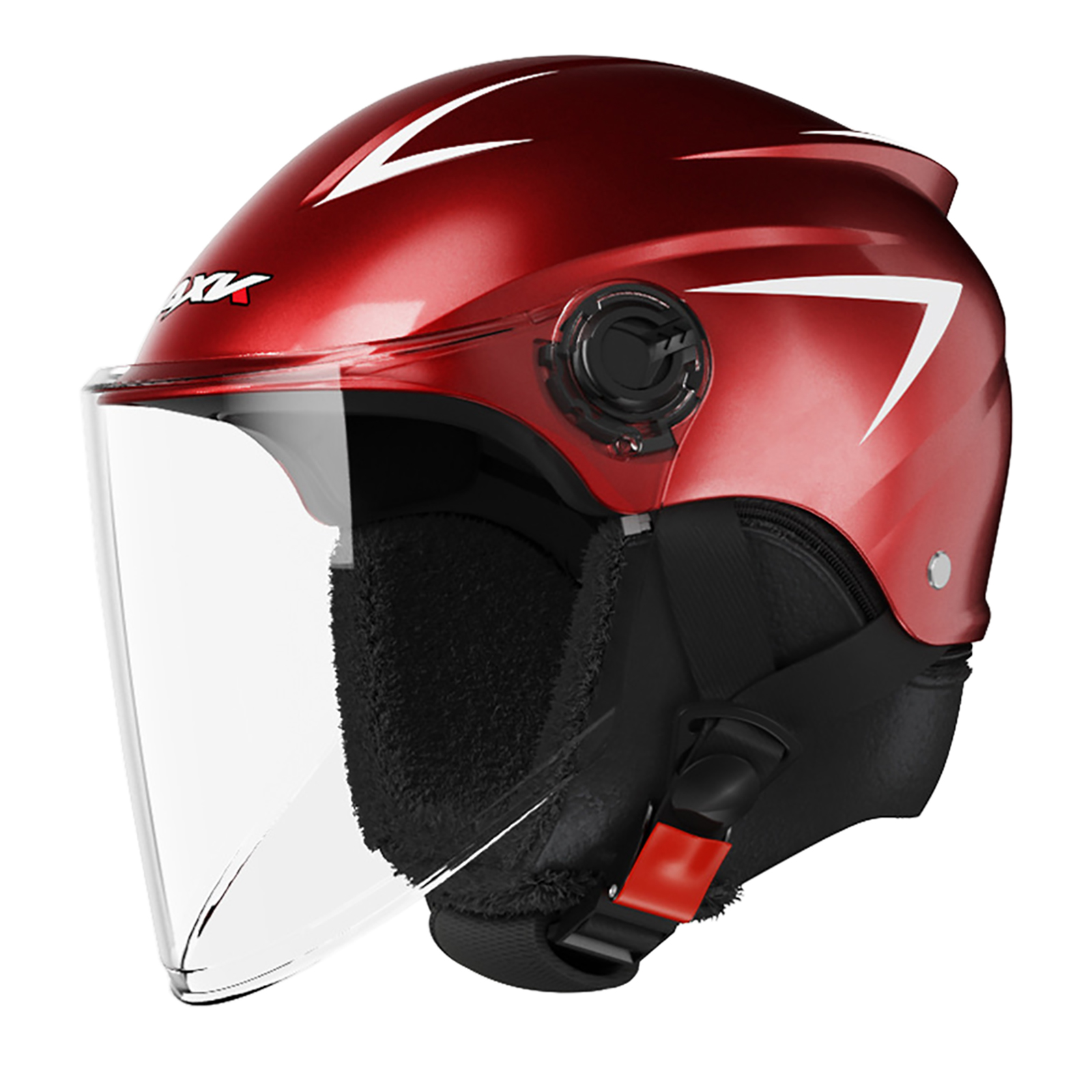 Motorcycle Open Face Helmet Quick Release Buckle Ventilated Helmet With Detachable Scarf