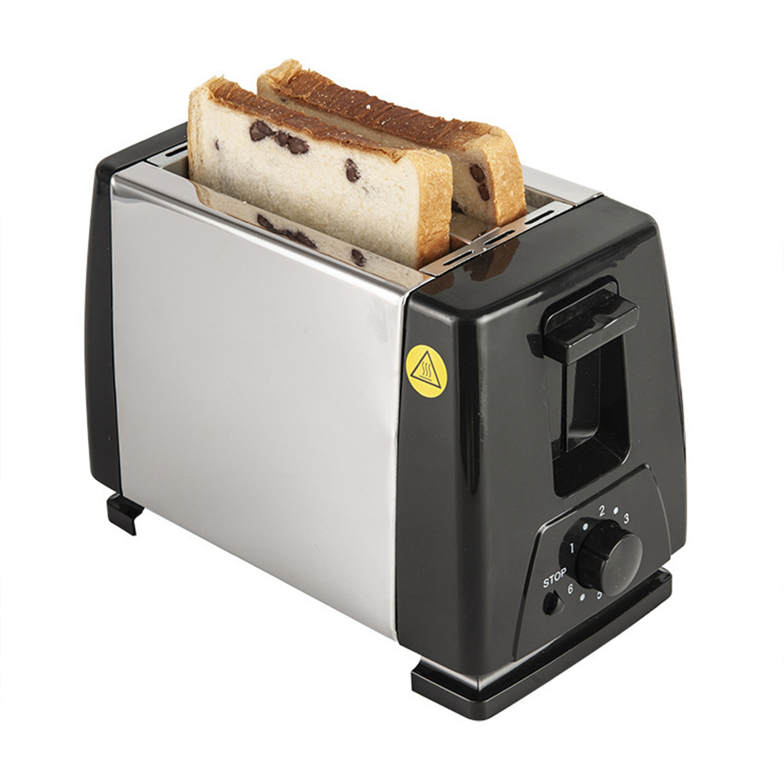 2 Slice Toaster, Small Toaster With Adjustable 6 Levels, Knob, Extra-Wide Slots, Auto-Shutoff, Stainless Steel 2-Slice Toaster For Breakfast Toast Or Sandwiches Stainless steel BH002B black 110V US standard