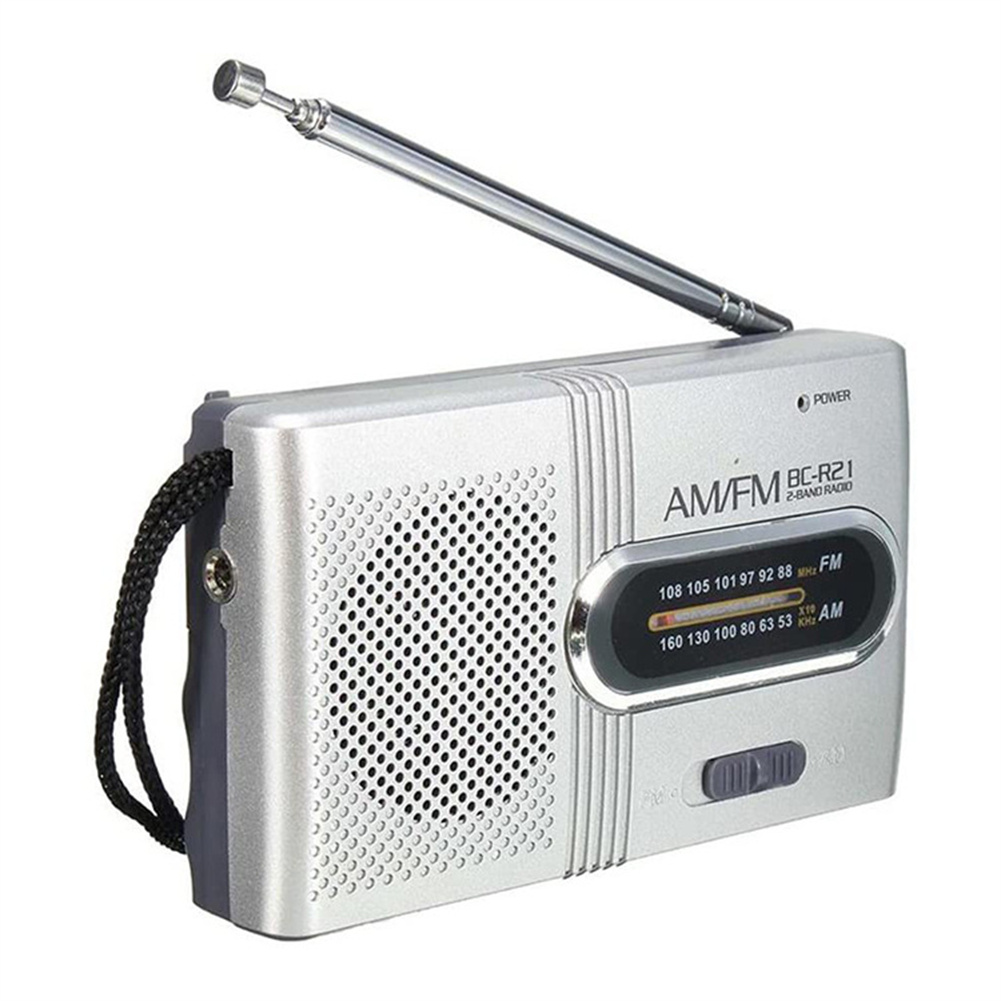 BC-R21 Portable AM FM Radio Battery Operated Pocket Radio Longest Lasting Best Reception For Senior Home silver