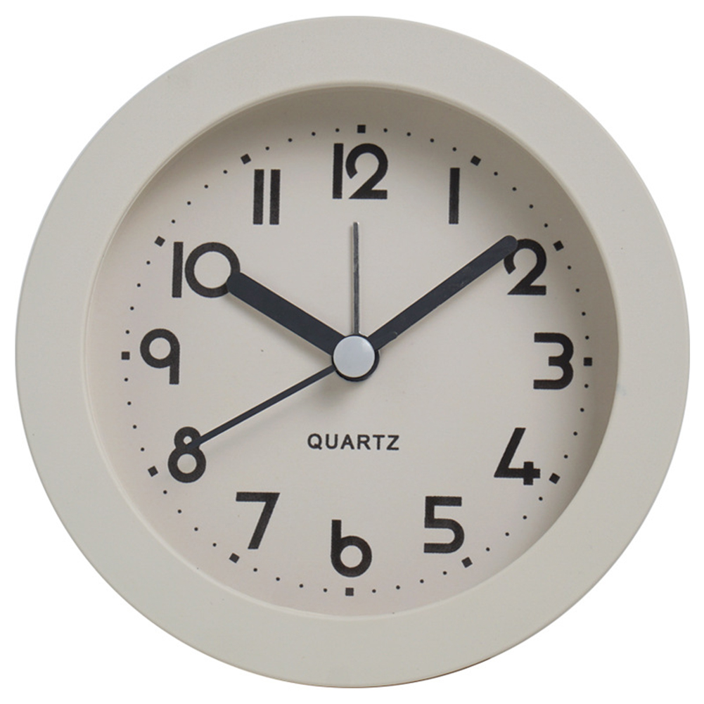 Round Desk Alarm Clock Silent Non-ticking Battery Operated Table Clocks with Night Light Function White