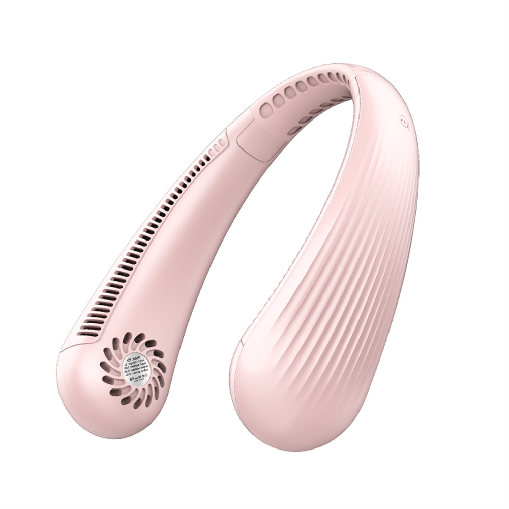 T36 Neck Fan Portable Strong Wind 360°Cooling Hanging Fan USB Rechargeable Super Quiet Fan For Working Traveling Sleeping pink
