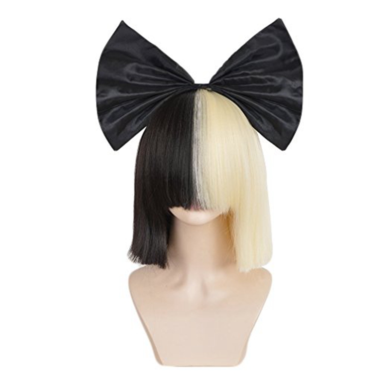 [US Direct] Short Hair Wigs for Women Heat Resistant Cosplay Wig with Big Bow