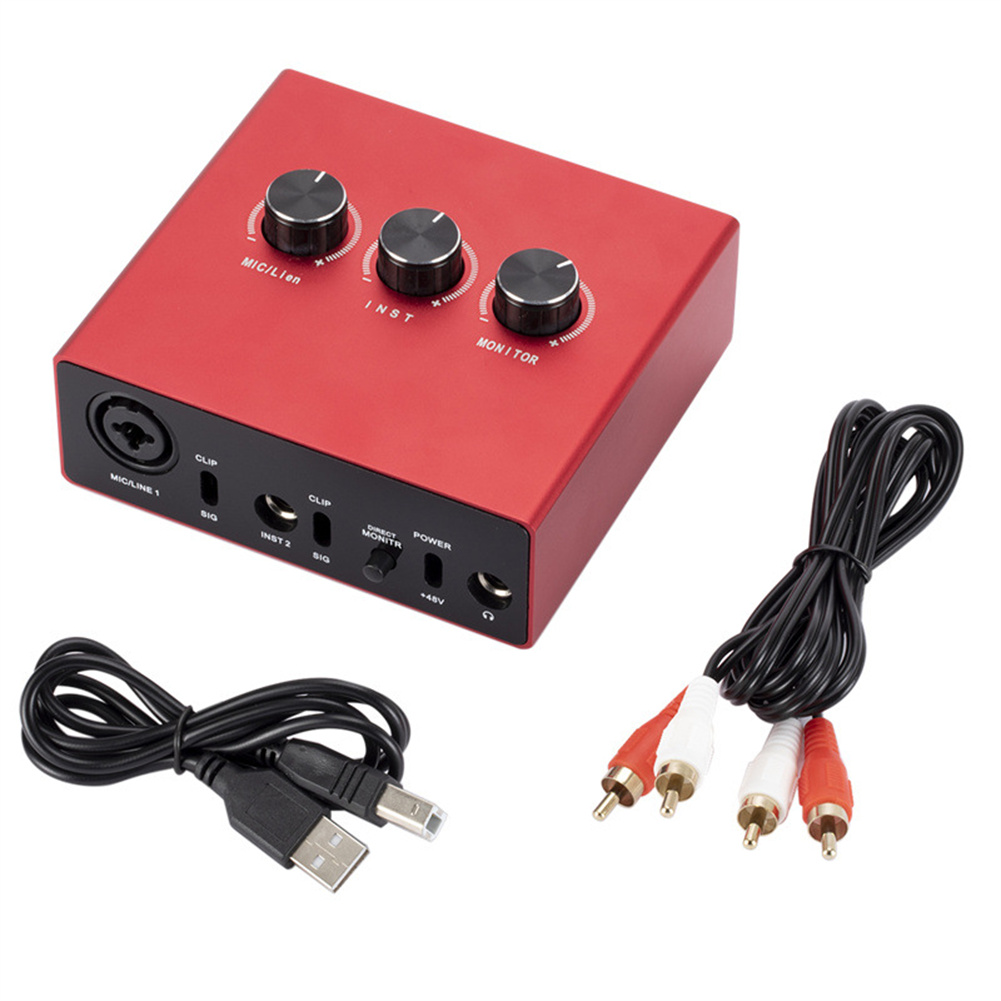 Wholesale Metal Professional Microphone External Sound With Usb Audio Interface 1 X Xlr/trs 1 X 1/4" 2 X Rca Usb Sound Card Red From