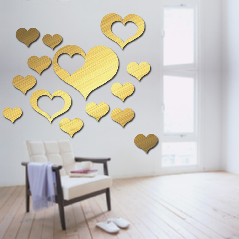 Wholesale DIY Loving Heart Shape Mirror Surface Acrylic Wall Sticker ...