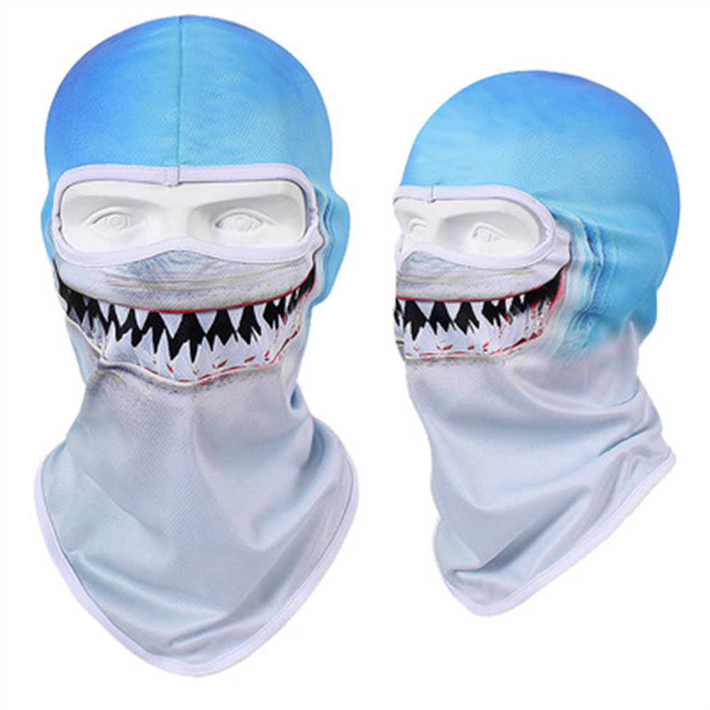 Animal Print Full Face Mask Quick-drying Breathable Single-hole  Headgear Shark_Single-hole  Headgear