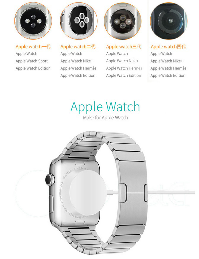 QI Wireless Charger for Apple Watch Magnetic Charger for iwatch 1 2 3 4 Fast Charging Station PC white shell