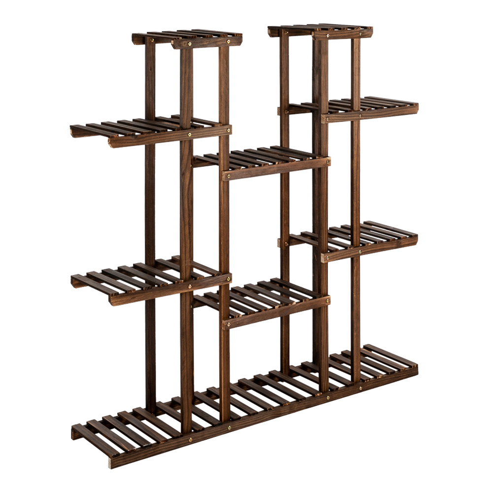 [US Direct] 6-tier 11-base Multifunctional Wood Plant  Stand Plant Organizing Rack Wood color