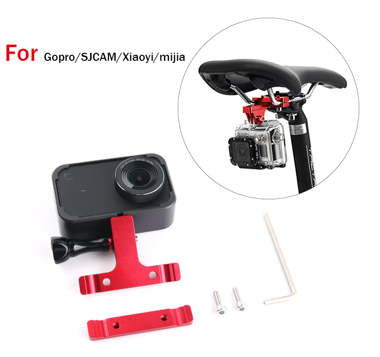 Aluminum CNC Bike Bicycle Saddle Bike Seat Mount Monopod Tripod Holder Bracket Adapter Clamp for Gopro SJCAM Xiaoyi Mijia Camera black
