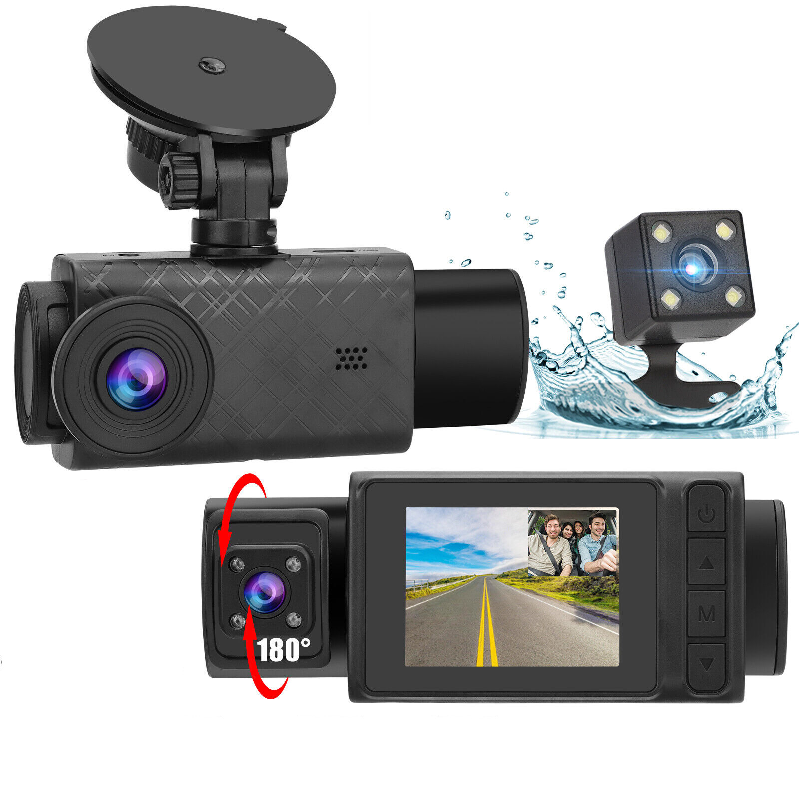 Wholesale 3-Lens Car Driving Recorder 2-Inch HD 1080p Front Rear Video ...