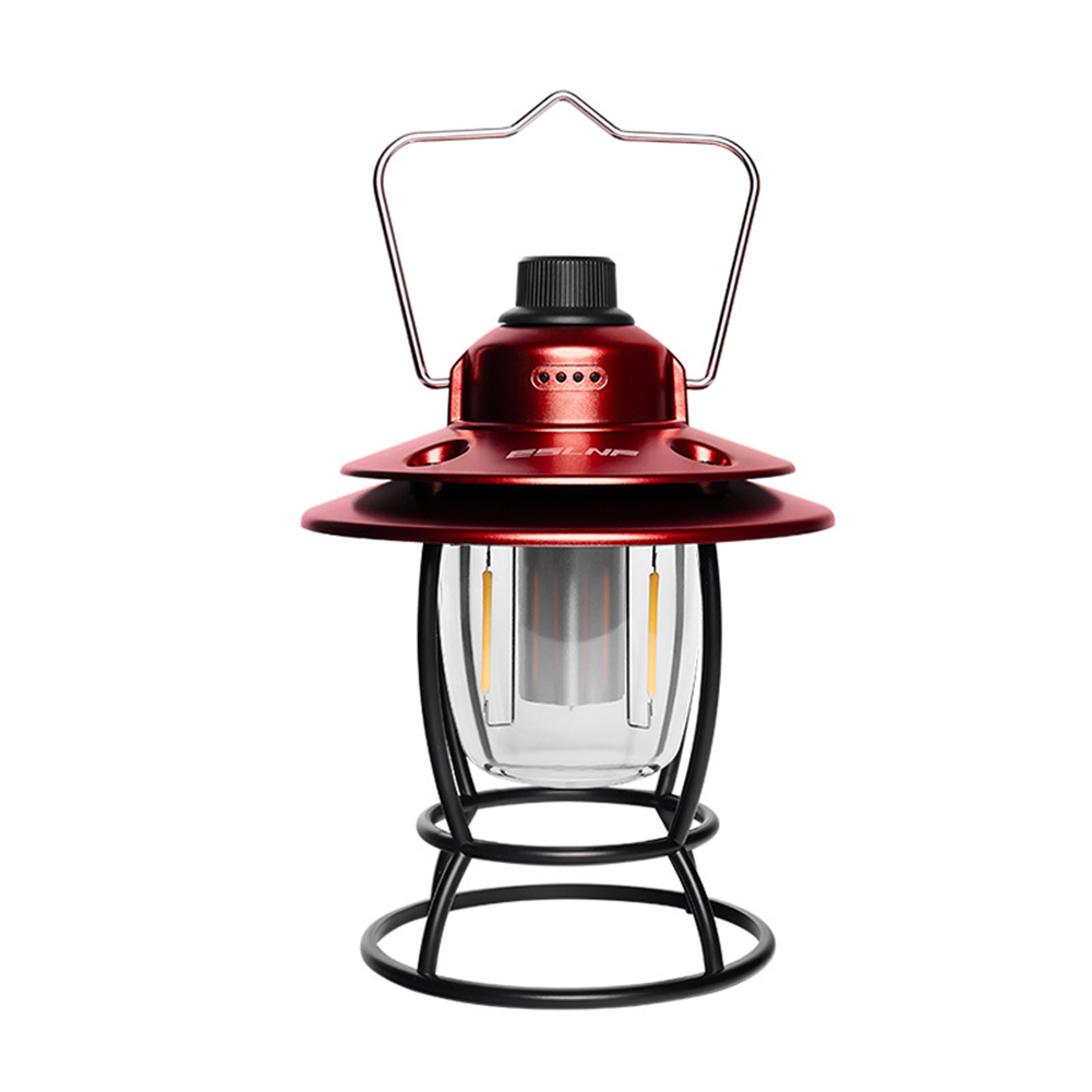 Led Retro Portable Camping Lantern Multifunctional Rechargeable Stepless Dimming Outdoor Hanging Tent Lamp