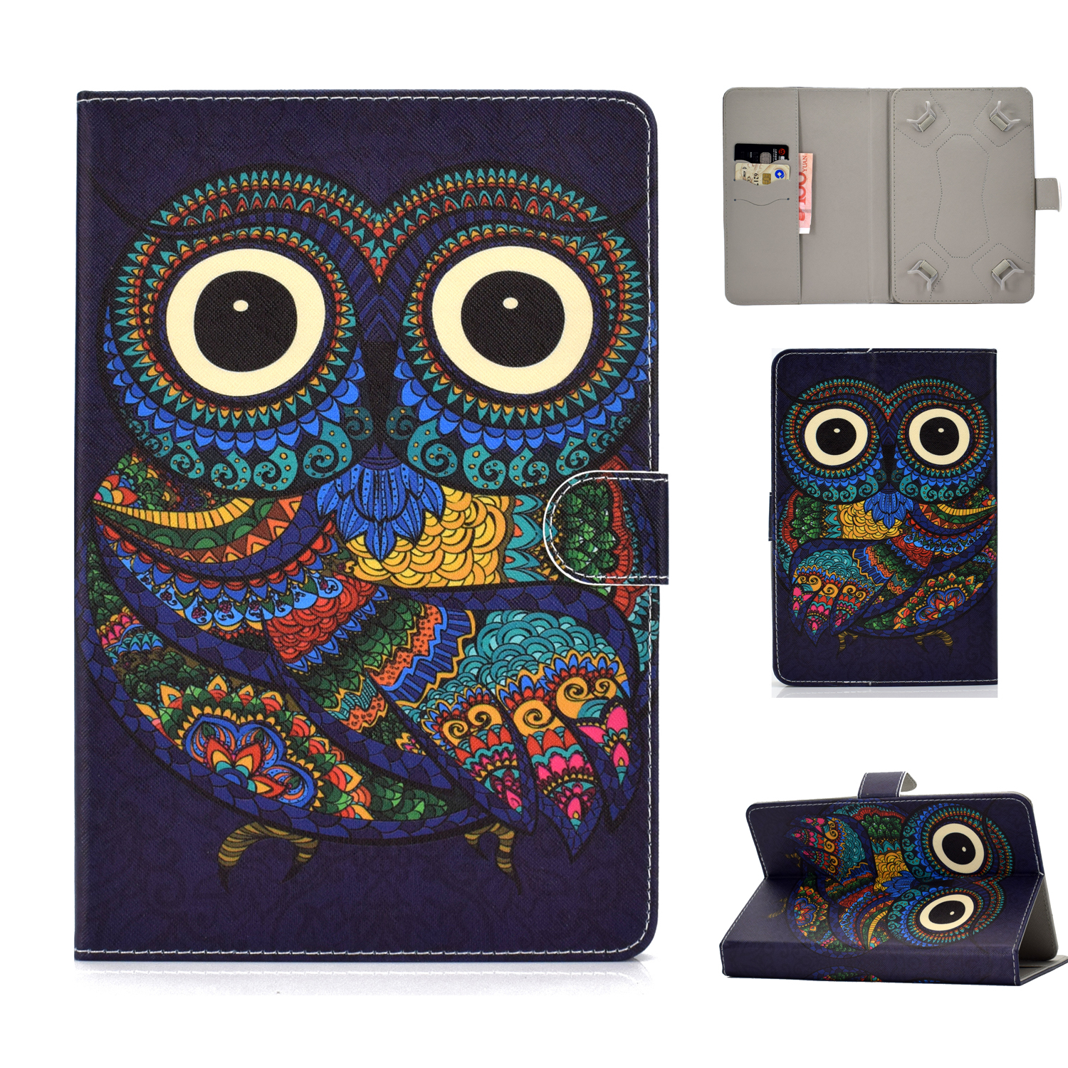 Universal 10Inches Laptop Protective Case with Front Snap Cute Cartoon Color Painted PU Cover  owl